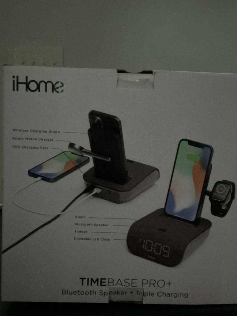 iHome TimeBase Pro+ Bluetooth Speaker and Triple Charging Dock in black
